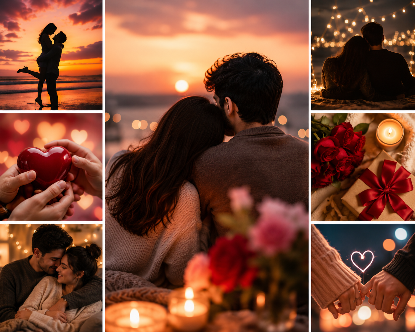 Romantic couple sharing a joyful moment together during sunset, symbolizing love, emotional connection, affection, and the beauty of romance in relationships.