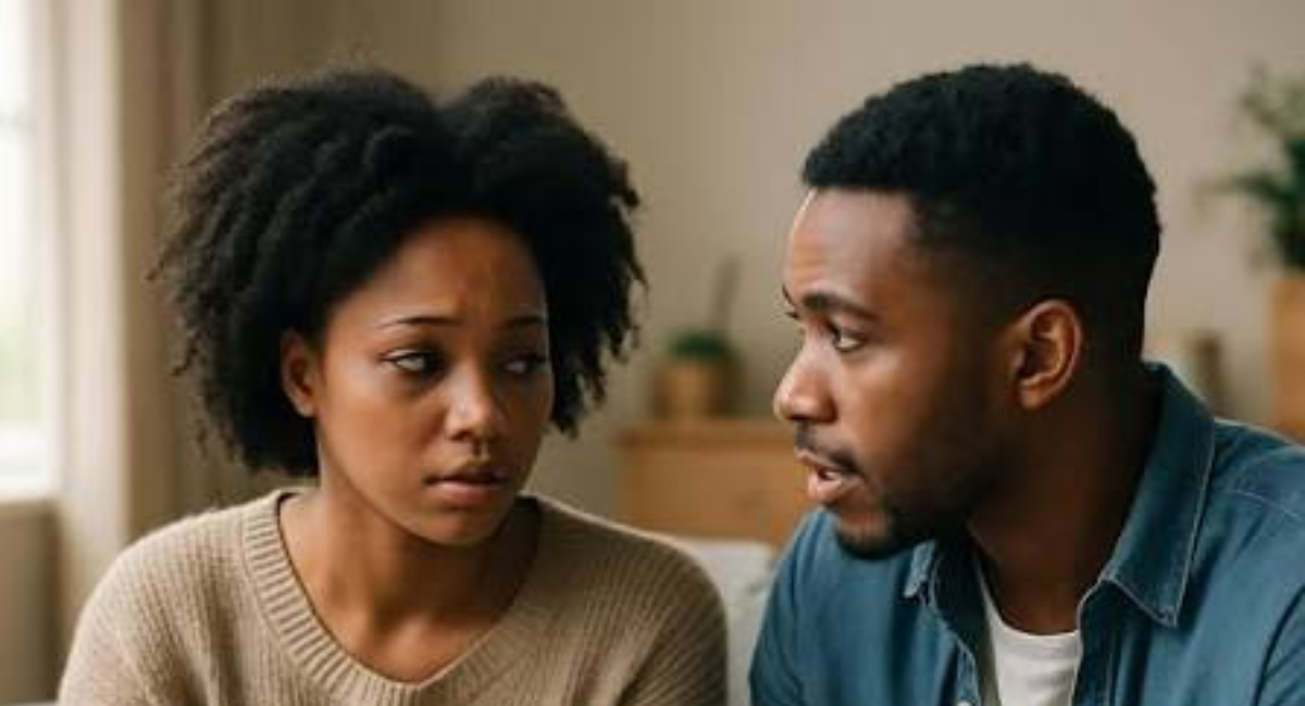 A couple having a thoughtful conversation while strengthening their relationship through trust, communication, and mutual understanding.