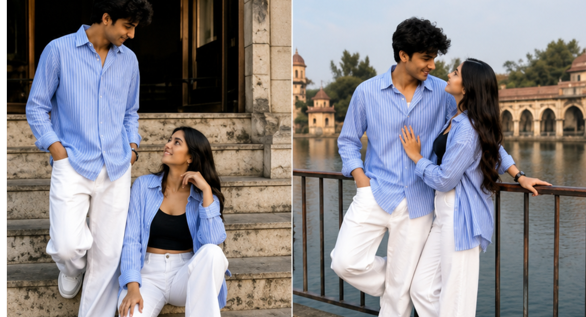 A woman wearing a chic everyday outfit with a white shirt, jeans, blazer, and classic accessories, showcasing a simple yet stylish look.