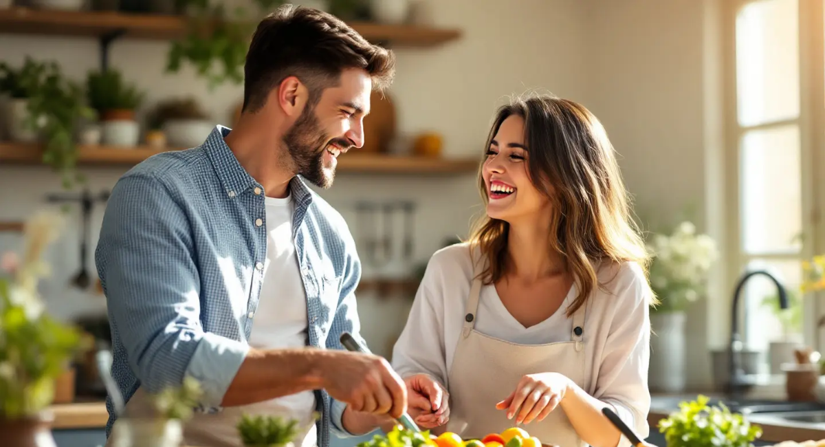 A happy couple smiling and enjoying quality time together while building a stronger emotional connection.